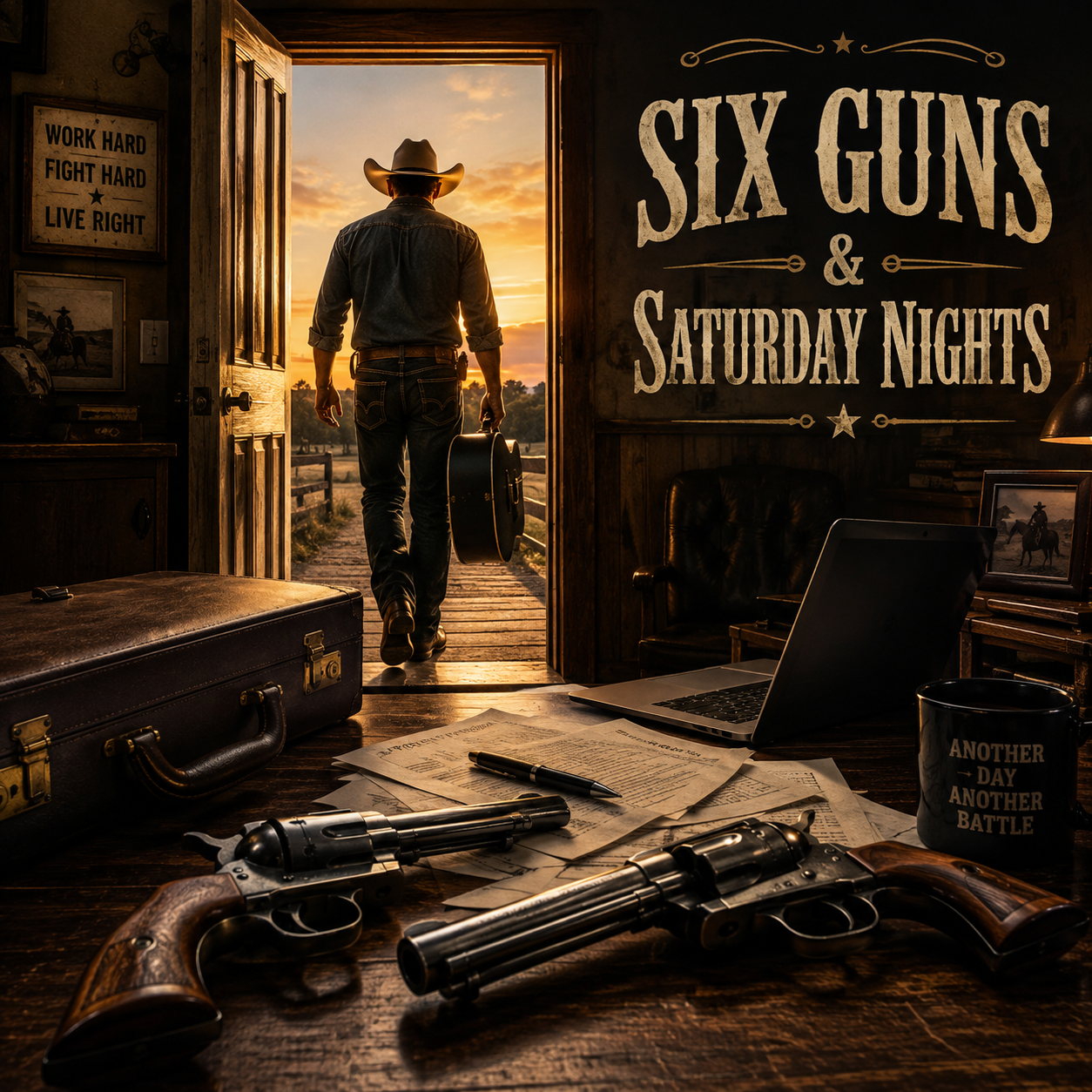 Single artwork for "Six Guns & Saturday Nights"